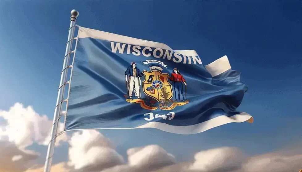 Wisconsin state flag 1008x576