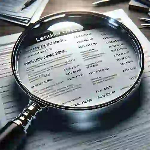 magnifying glass focusing on a list of lender offers the list is filled with various registration loans offers 501x501